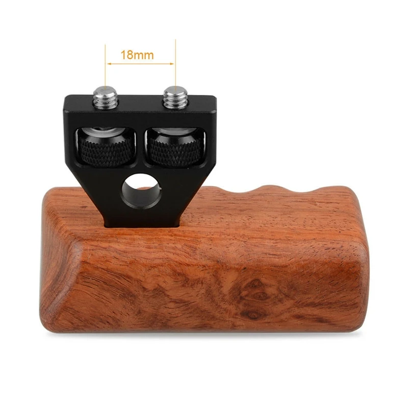 DSLR Camera Left Wooden Handle Grip Mount Support for DV Video Cage Rig Spacing 18mm | Электроника