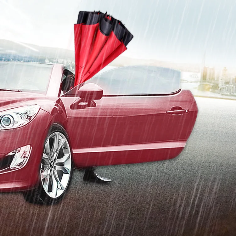 Offerte Ombrello Antivento Inverso Auto Automatico Di Lusso Doppio Grande Ombrello Pieghevole Impermeabile Business Parapluie Rain Gear DE50YS