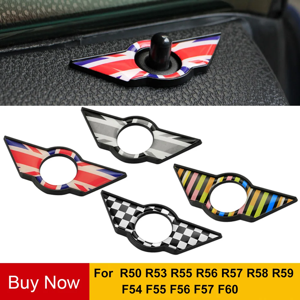 

2Pcs Car Interior Door Pin Lock Wing Emblem Badge Sticker For Mini Cooper Clubman S R50 R53 R55 R56 F54 F55 F56 F60 Countryman