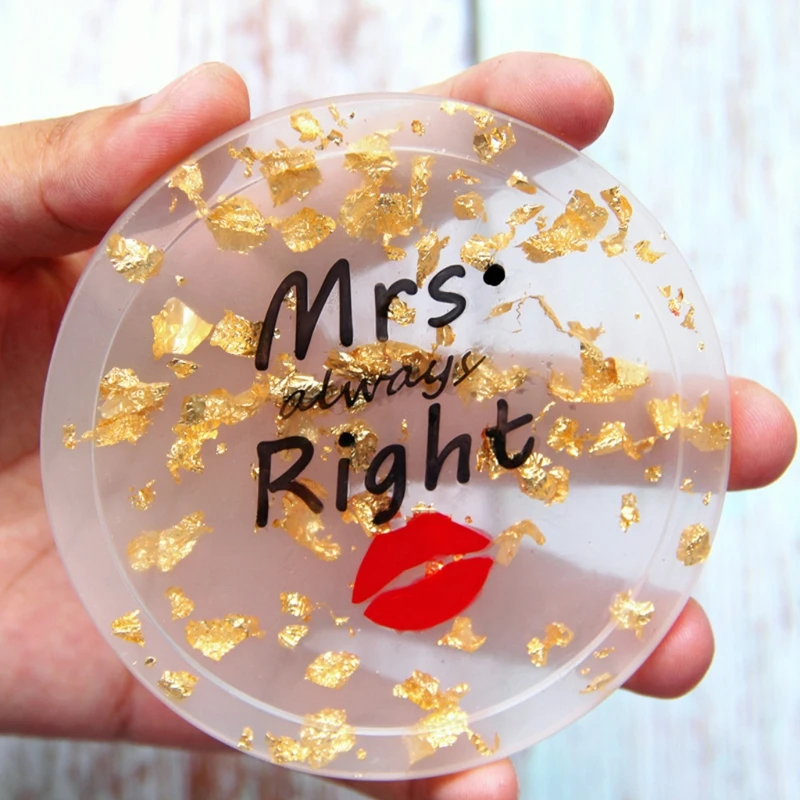 

Lover Coaster Tray Molds DIY Resin Mr. Mrs Right Round Coaster Molds Silicone Epoxy Resin Casting Molds Home Decoration