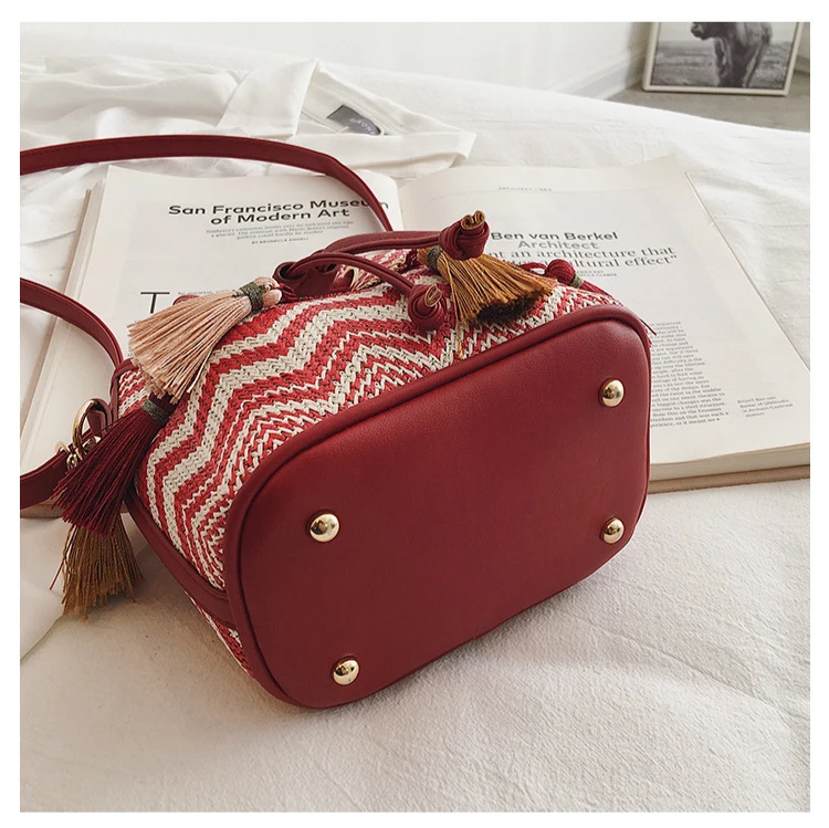 Женская сумка через плечо в китайском стиле плетеная Сумка-мешок ручной работы