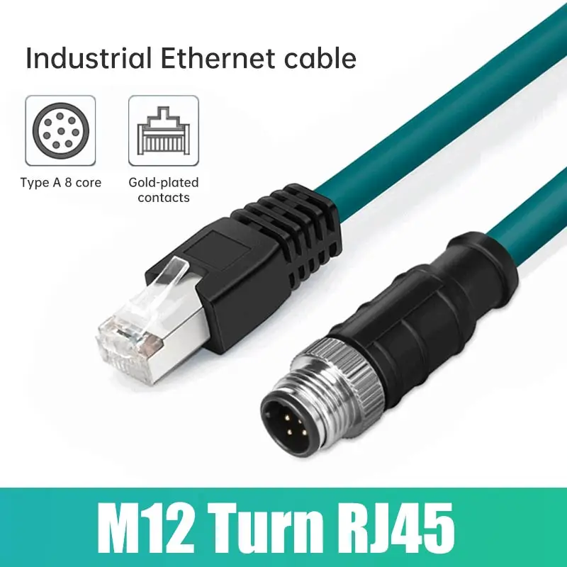 

M12 to RJ45 Coding Cable Connector for Cognex IP67 8Pin A-coded Male Ethernet Industrial-grade Network Wire Aviation Plug Adapte