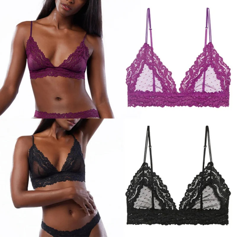 

Sexy Woman Unlined Bra Floral Lace Bra Bralette Lingerie Female Seamless Unpadded Transparent Brassiere Underwear