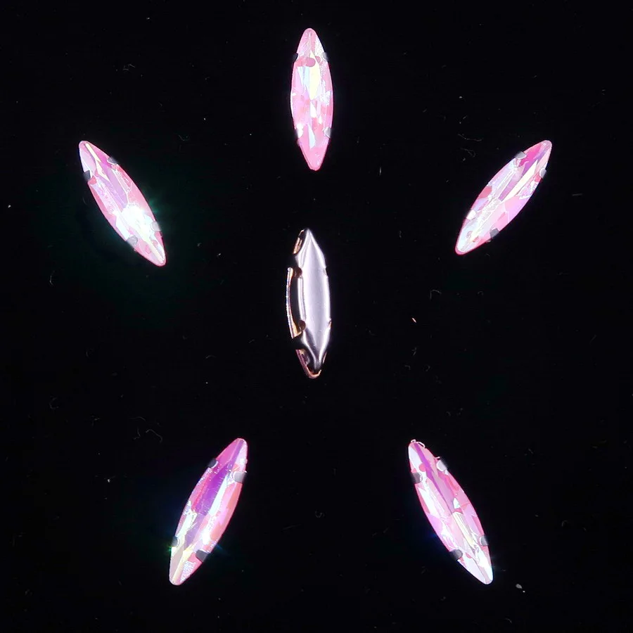 A46 Pink AB Серебряная цепь коготь настройки 50 шт./упак. 4*15 мм желейные конфеты стекло с украшением в виде кристаллов Наветт Маркиза Форма пришить стразы кристаллы одежды «сделай сам» - Цвет: A46 Pink AB