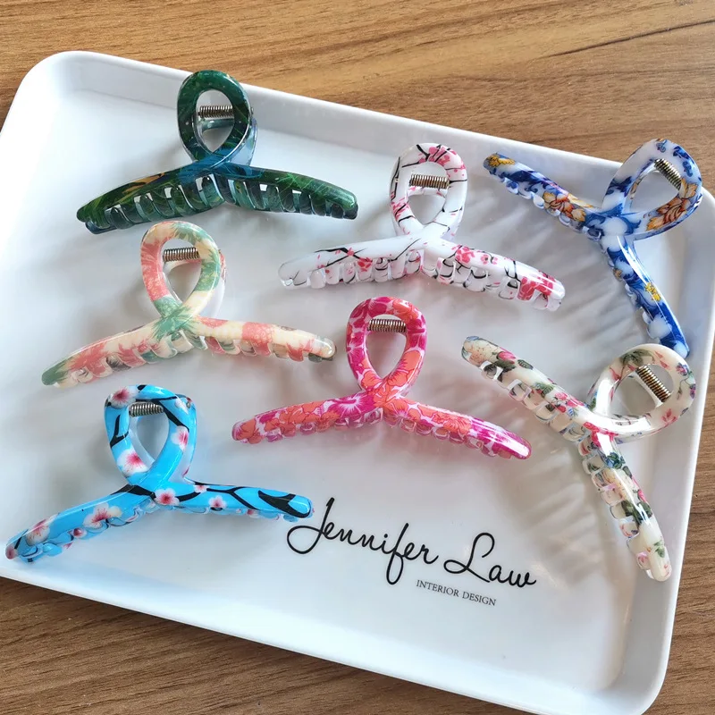 Ful Print Cross Claw Clip Girls Hair Barrettes Hair Accessories Gift