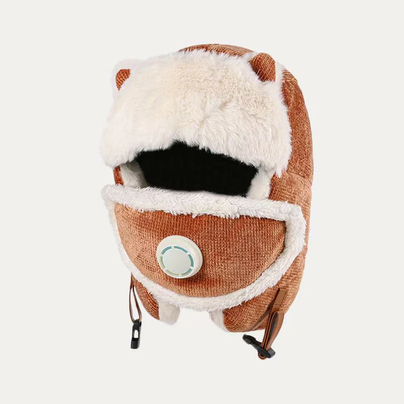 

Cute Cartoon Ski Windproof Warm Hat with Face Cover and Breathing Valve Winter LXH