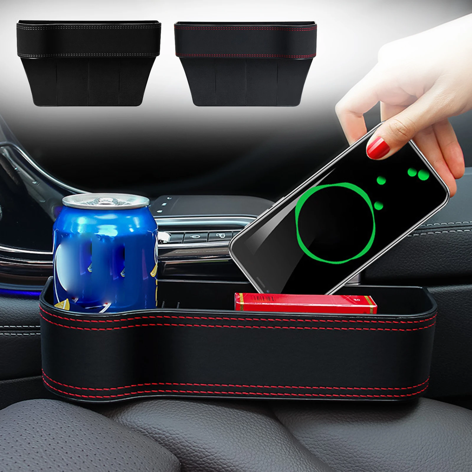 

Car Seat Gap Storage Box Interior Auto Dual USB Charger Wireless Charging Auto Seat Side Organizer Automobiles Goods Accessories