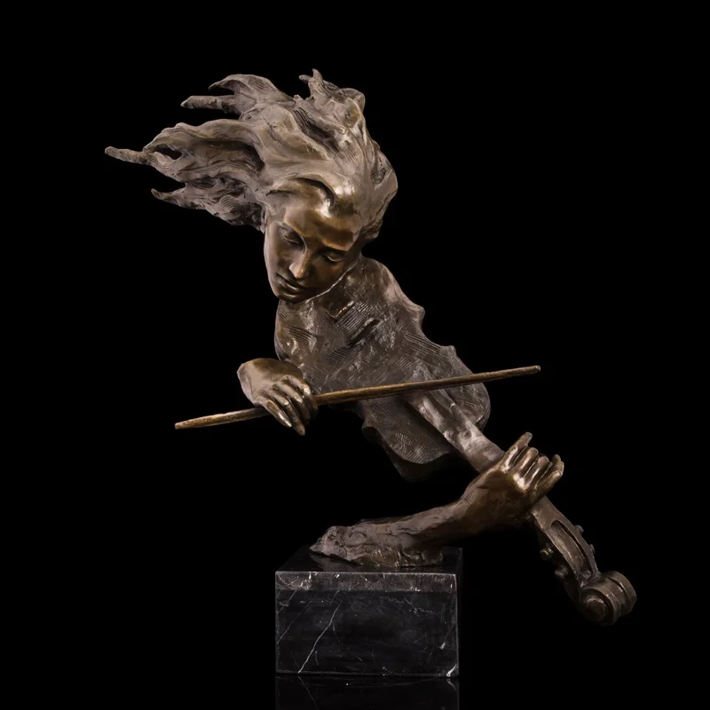 

Home LIVING ROOM Wall TOP Decor ART--61.5 CM Music Violin Bronze Statue Sculpture Decoration Brass Decorative R3967