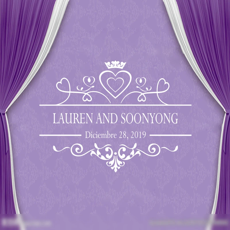 Наклейка на пол для свадьбы виниловая напольная наклейка с монограммой