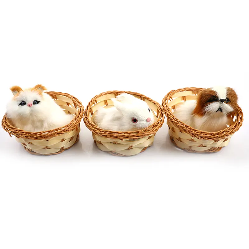 

Simulation Animal Doll Plush Mini Basket Cat Rabbit Dog Kids Educational Toys