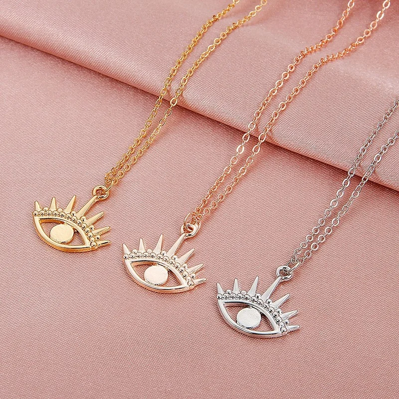 

Evil Eye Pendant Necklaces for Women Fashion Retro Exaggerated Initial Necklace Short Clavicle Chain Wholesale