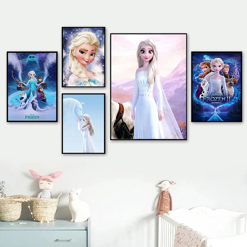

Canvas Painting Princess Anna Elsa Disney Movie Frozen Figure Posters and Prints Wall Art Pictures Home Decor for Girl Bedroom