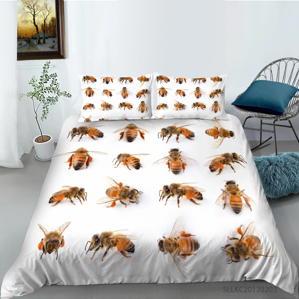 

Honey Bee Printing Duvet Cover 3D Duvet Cover King Size Queen Size Quilt Cover Set Bedclothes Comforter Single Bedding Sets