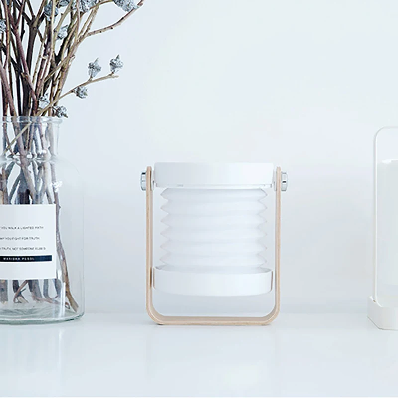 

Creative Wooden Handle Portable Lantern Lamp Telescopic Folding Led Table Lamp Charging Night Light Reading Lamp