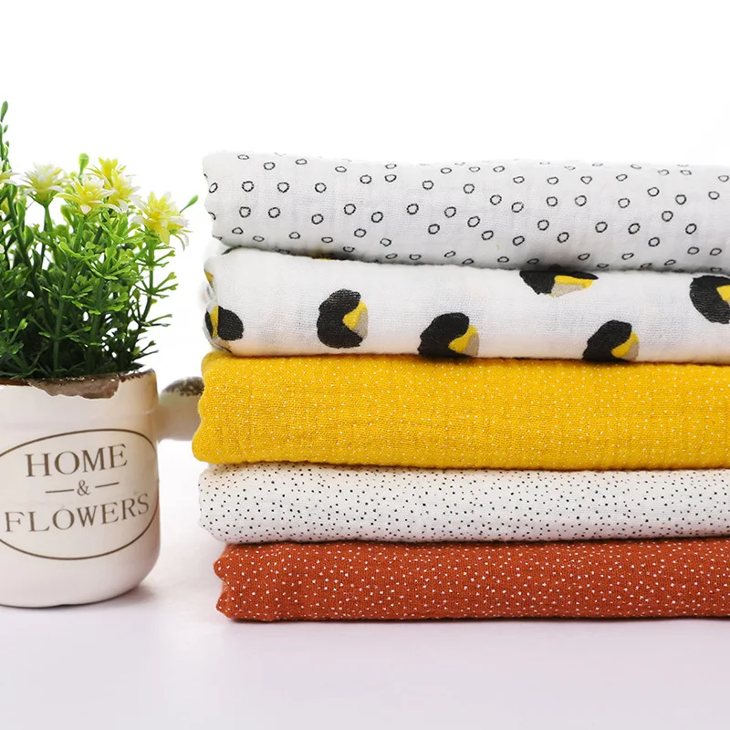 Леопардовый/в горошек Хлопок креп ткань мягкая двойная марля хлопок для DIY