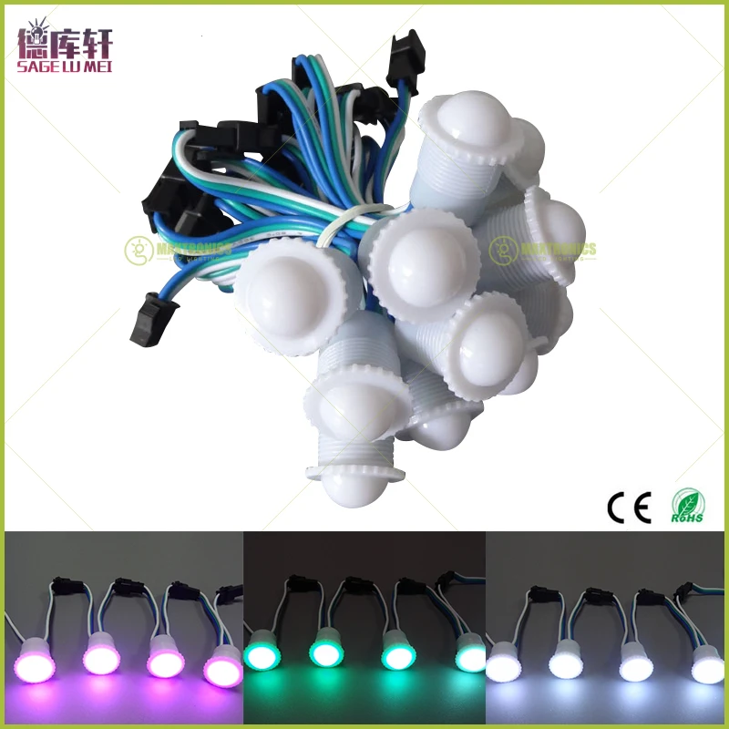 

DC5V WS2811 IC 16mm Diameter transparent /milky cover 5050 RGB 1 LED Pixels String Digital Color Module Light Waterproof IP68