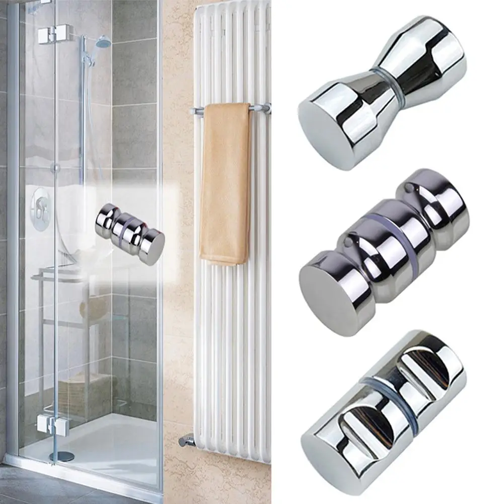 

Rust Resistant Stainless Steel Back-to-Back Design Glass Door Knob Puller Push Bathroom Shower Handle Furniture Decor Door Knob