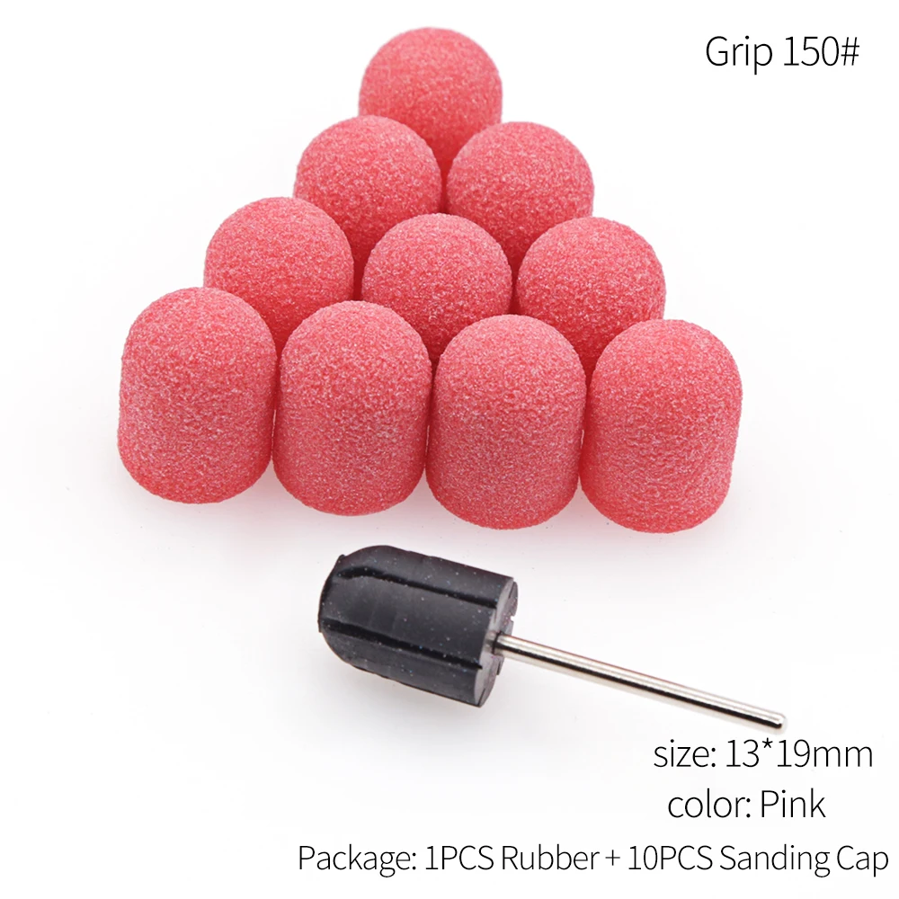 T10P13Pi15 10PCS 150# 13*19 16*25 Nail Drill Sanding Band Cap Mandrel Cutter For Manicure Set Nozzle for Pedicure Sanding Band for Pedicure - Color: T10P13Pi15