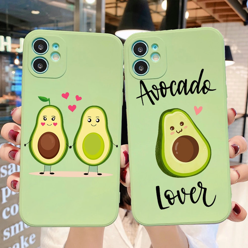 

PUNQZY Cute Avocado Soft TPU Case For iphone 13 12 11 PRO MAX 7 Plus 11 XR XS SE 2020 Transparent Air Cushion Anti-Fall Cover