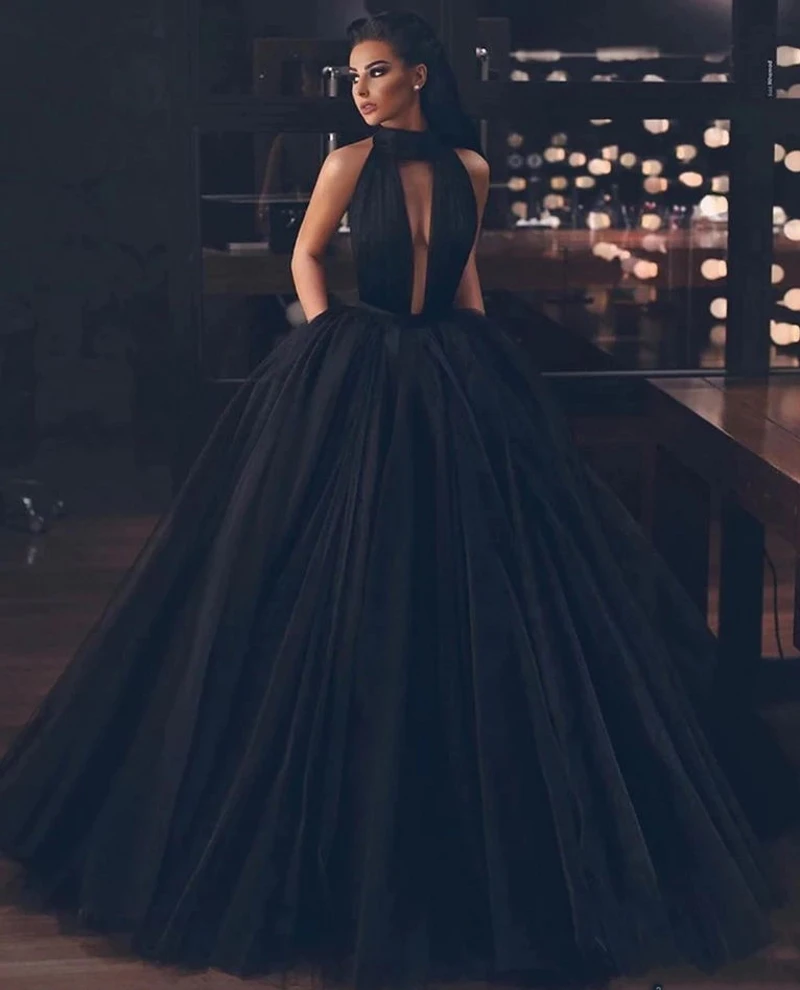 2020 черное Тюлевое вечернее платье длиной до пола длинная Официальная Встреча