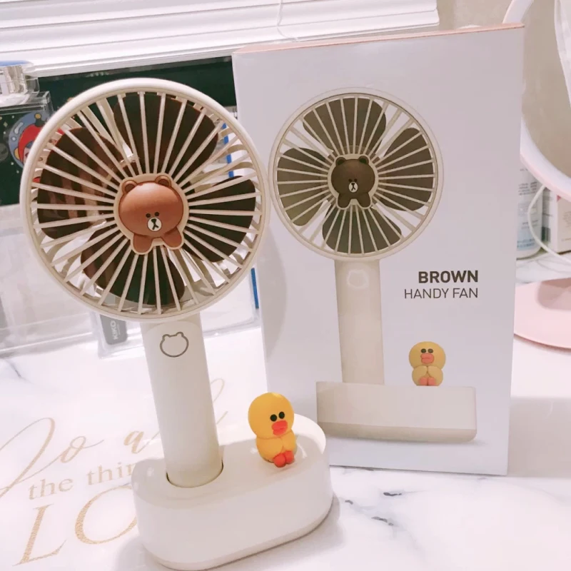 

New SOLOVELine Friends Sally Brown handheld small fan cute portable quiet large wind desktop usb mini refrigeration fan