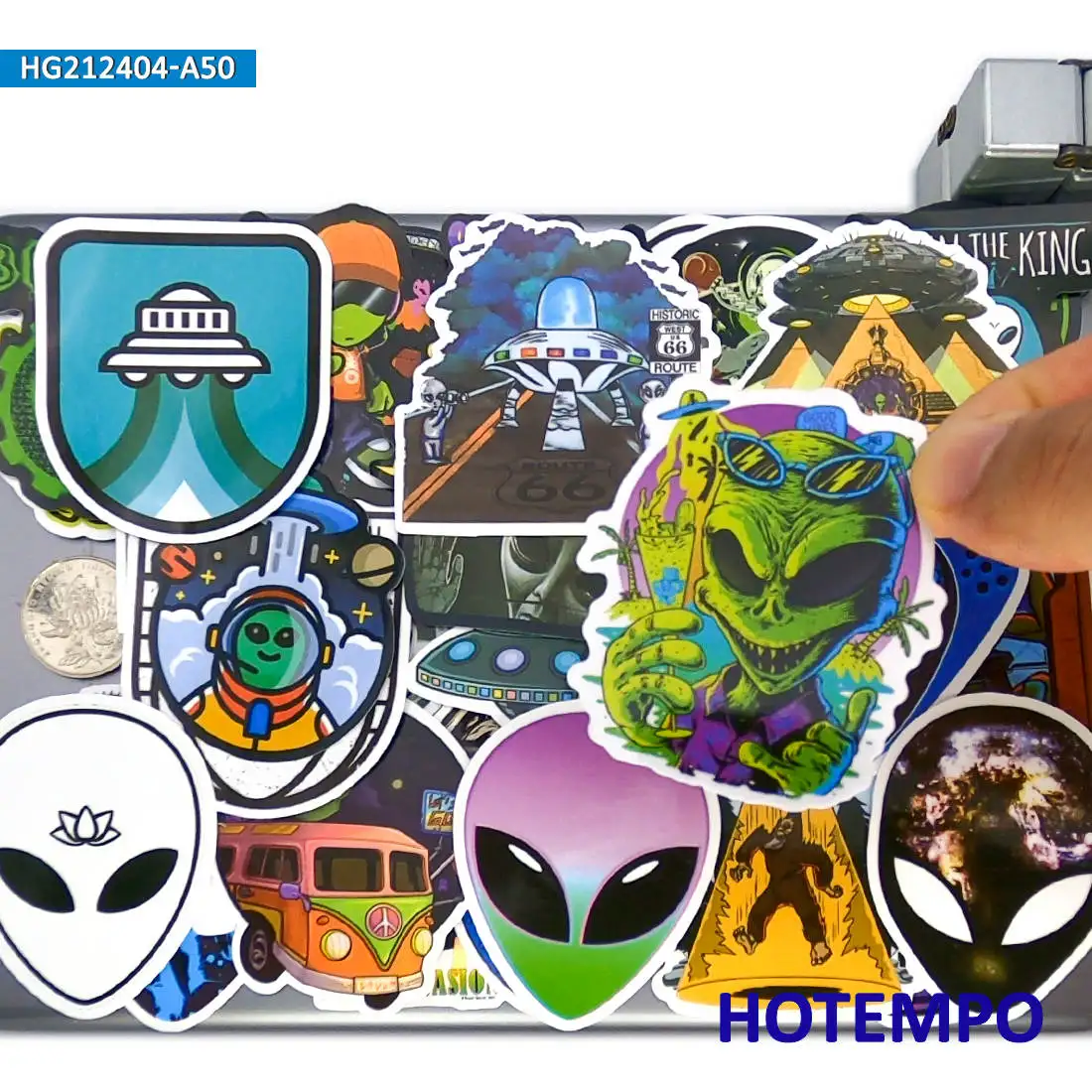 50pcs Alien ET Universe Spaceship UFO Funny Cool Sticker for Guitar Luggage Phone Laptop Skateboard Bike Motorcycle Car Stickers