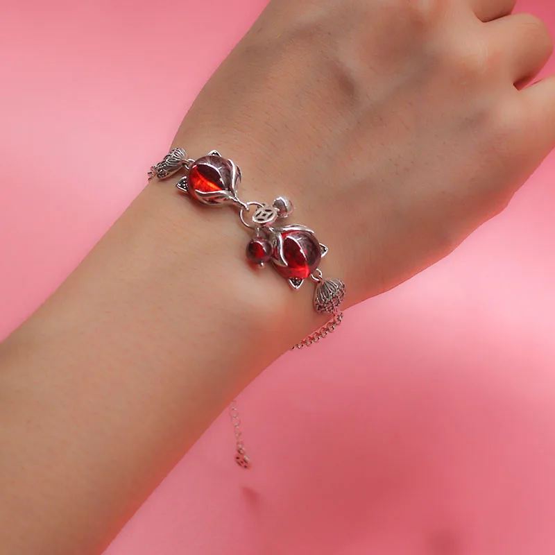 Женский браслет труста из стерлингового серебра 925 пробы с лисой и колокольчиком