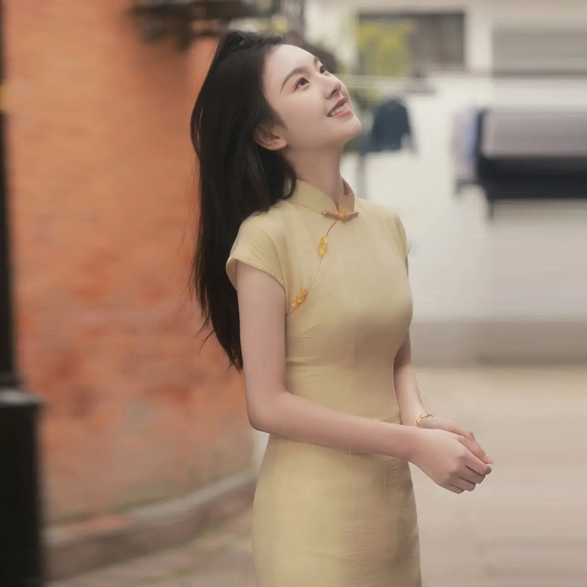 Китайское ретро платье Qipao современное элегантное женское улучшенное желтое