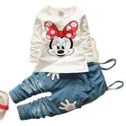 Спортивный костюм для мальчиков и девочек, повседневная одежда с изображением Диснея Микки из мультфильма Холодное сердце, Осень-зима