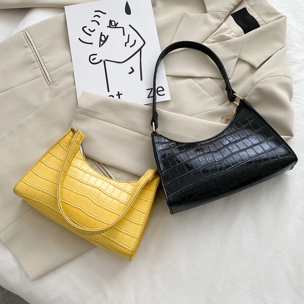 

Модные женские сумки на плечо с каменным узором, винтажные сумки через плечо из искусственной кожи, женские повседневные однотонные малень...