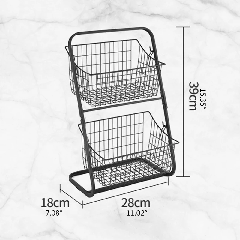 

2 Tiers Iron Storage Shelf Rack for Kitchen Seasoning Organizer Fruits Holder Bathroom Basket