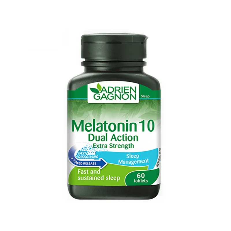 Adrien Gagnon  Melatonin 10 mg Dual Action Maximum Dosage Fast and Sustained Sleep 60 Tablets