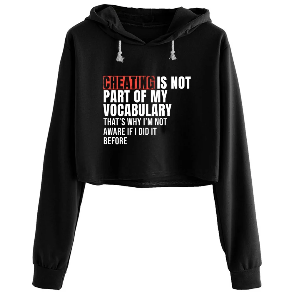 

Cheating In Vocabulary Crop Hoodies Women Korean Y2k Kawaii Goth Pullover For Girls