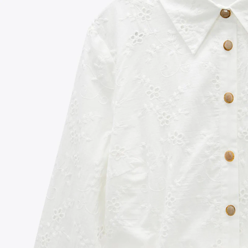 

2021 Spring Summer Sexy Hollow Mini Shirt Dresses Women Fashion Embroidery Long Sleeve Elegant Party Dress Female Vestido Mujer