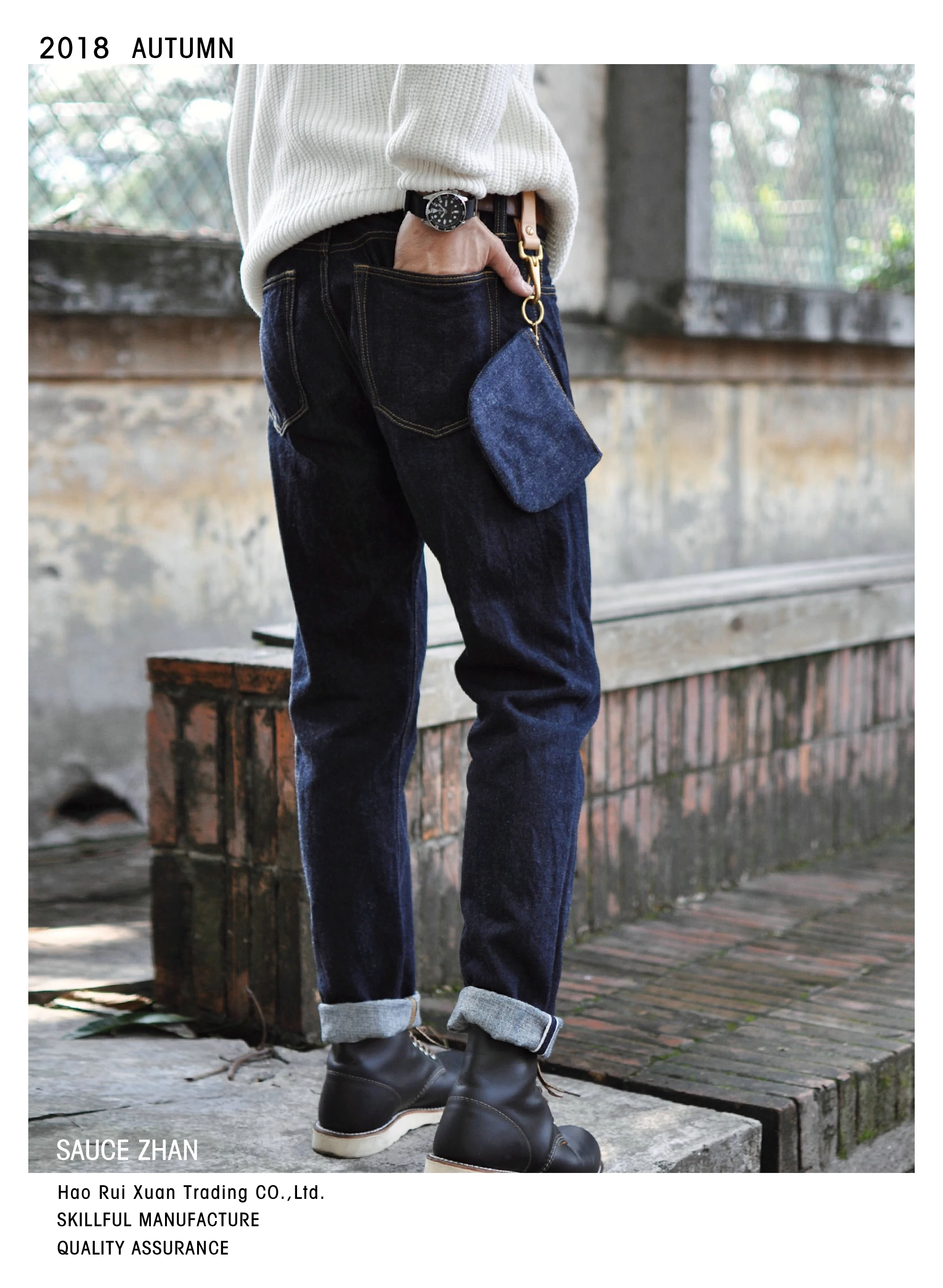 Navy blue SauceZhan 315XX слегка зауженные джинсы с каймой сырые джинсовые джинсы немытые синие джинсы 14,5 унций мотоциклетные джинсы мужские джинсы - Цвет: Navy blue