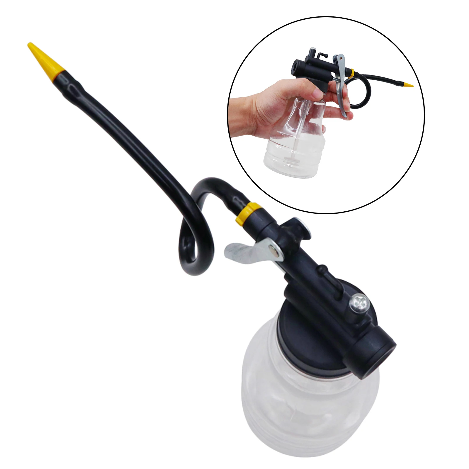 

250ml Transparent Oil Can Lubrication Oil Plastic Pump Oiler Grease Gun with Spout Flexible Hose