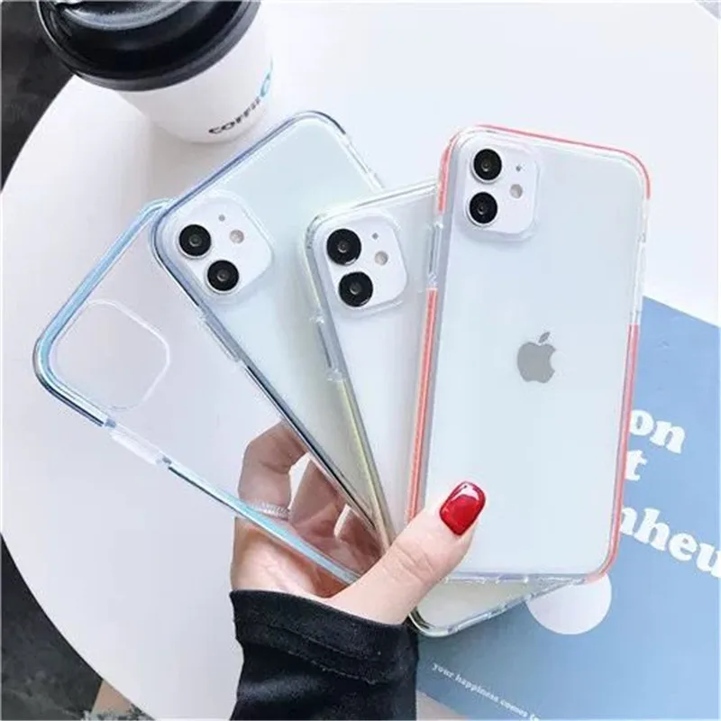 Простой цветной прозрачный силиконовый чехол для телефона iphone 12mini 12 11 Pro XS Max XR X 7 8