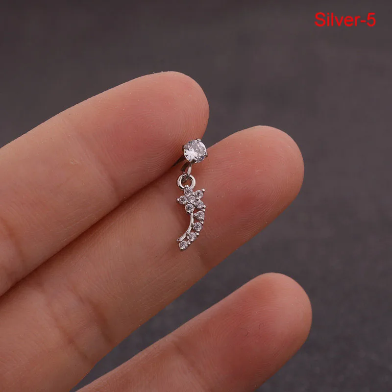 1 шт. из нержавеющей стали крест сердце цветок корона пирсинг Cz Шпильки для ушей