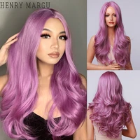 henry margu long body wave purple synthetic wigs for women side part cosplay party lolita wigs high temperature fiber hair wigs