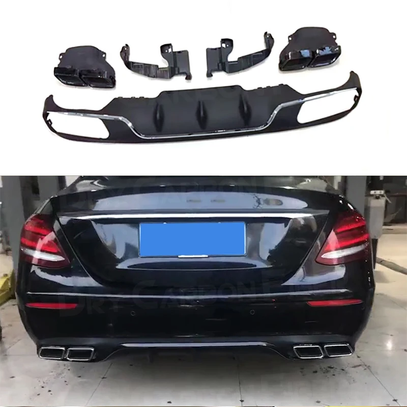 

Fit for Benz W213 2017-2019 Standard Change to E63 AMG E Class Car Rear Bumper Lip Diffuser With Exhaust Tips