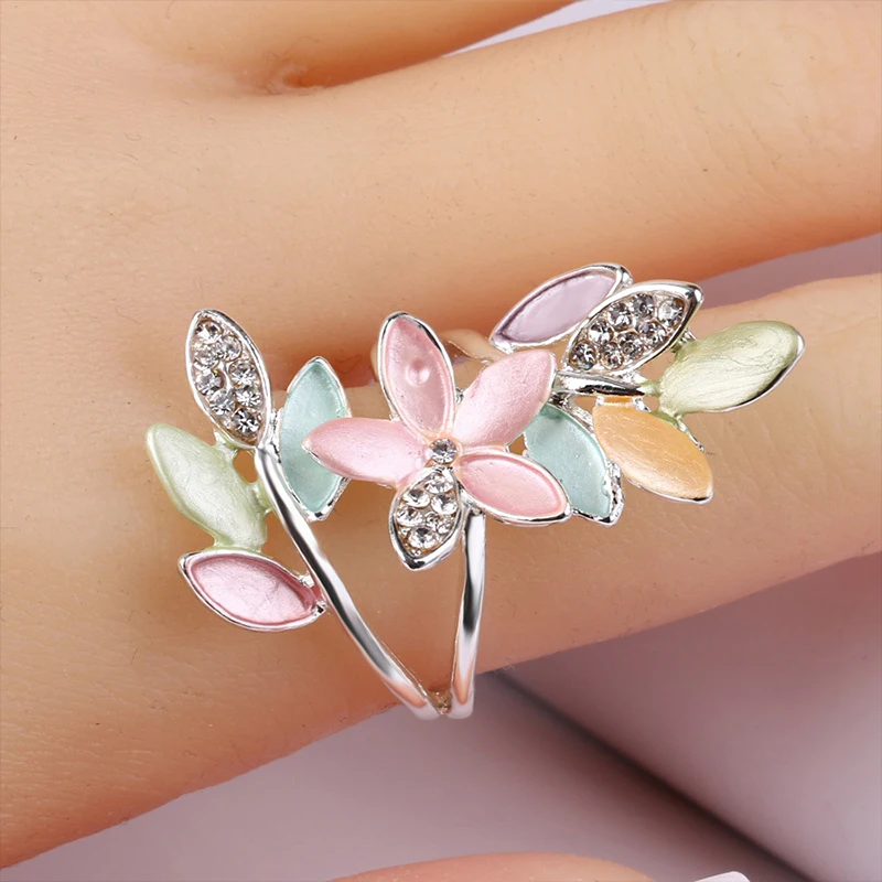 Luxurious Temperament Flowers Rings For Women Sliver Wedding Engagement Party Jewelry Romantic Valentine's Gifts | Украшения и