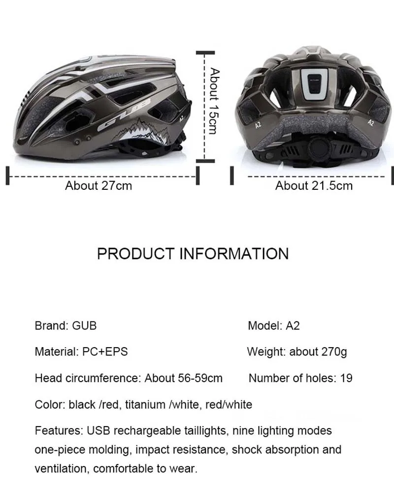 Велосипедный шлем Gub перезаряжаемый надежный с внутренней формой для горного и