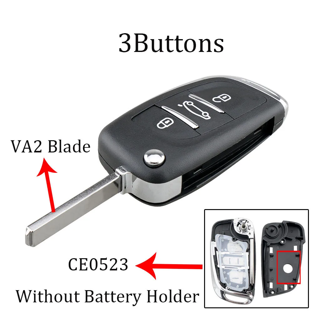 BHKEY VA2/HU83 2/3B Ce0523 модифицированный флип-пульт дистанционного ключа автомобиля оболочки для Citroen Coupe VTR C2 C4 C5 C6 C8 Berlingo Xsara Picasso