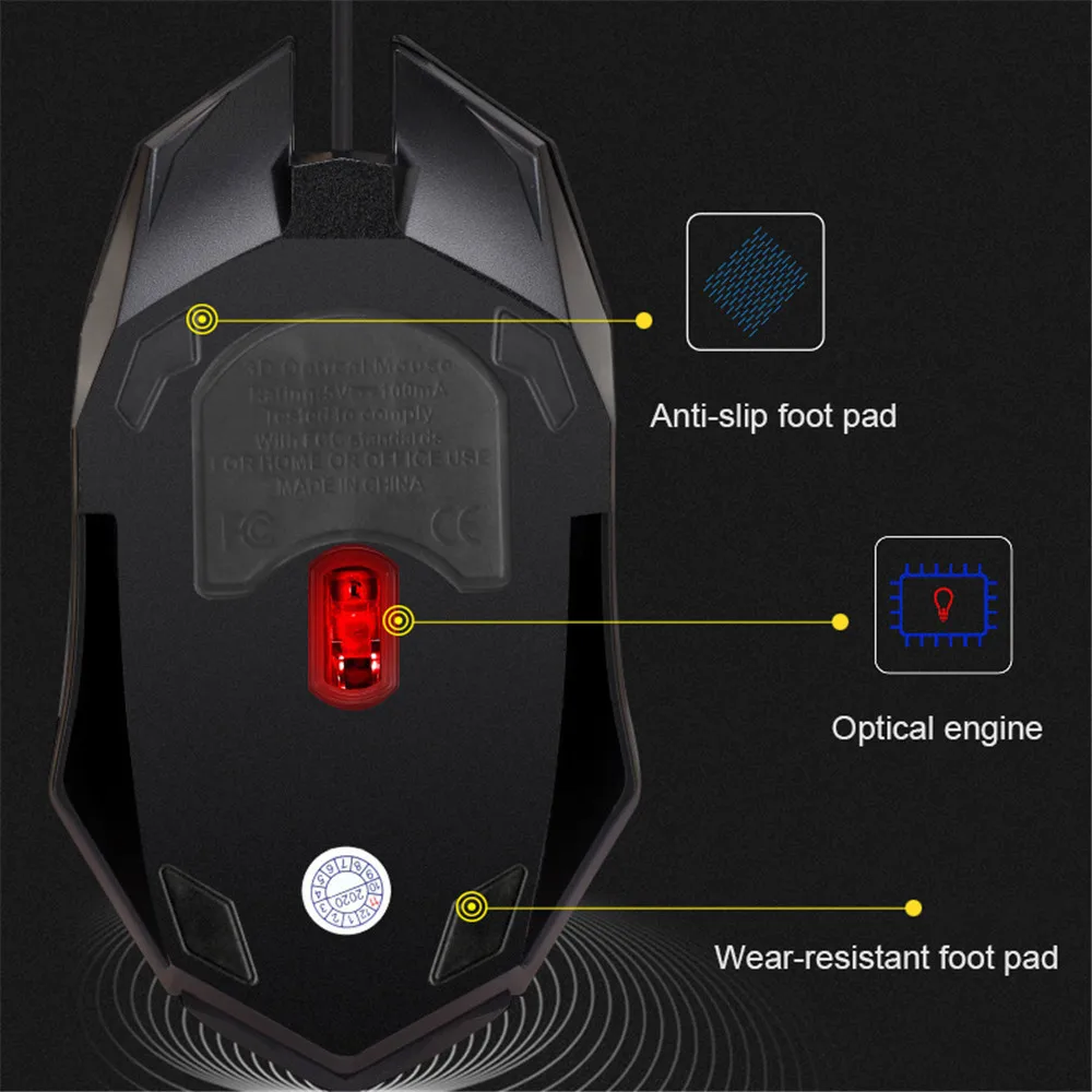 

S1 USB Wired Gaming Mouse 7 Colors LED Backlight Ergonomics Gamer Mouse Flank Cable Optical Mice For Laptop Mice PC Desktop