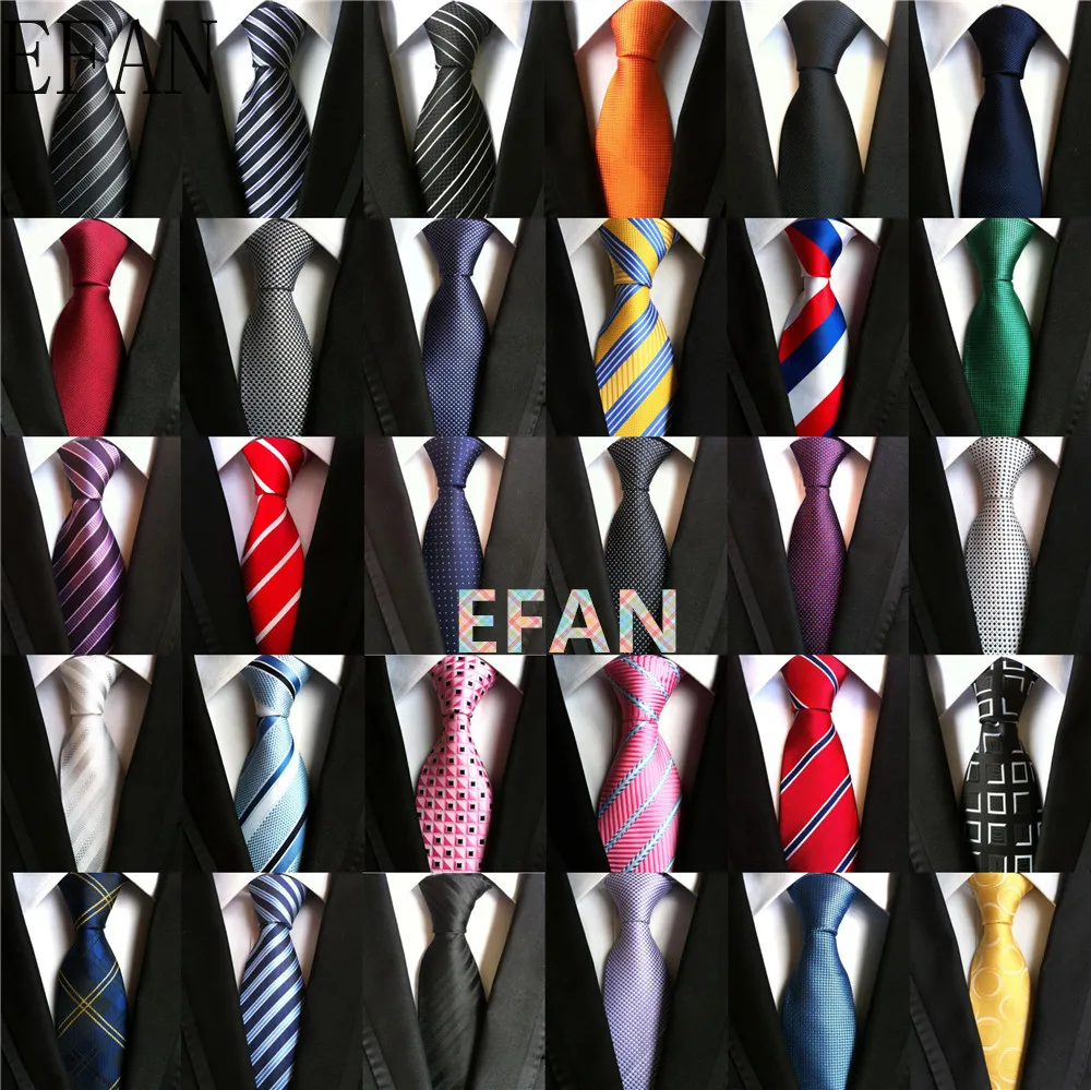Fashion Neckties Classic Men's Stripe Yellow Navy Blue Wedding Ties Jacquard Woven 100% Silk Men Solid Tie Polka Dots Neck Ties|mens ties