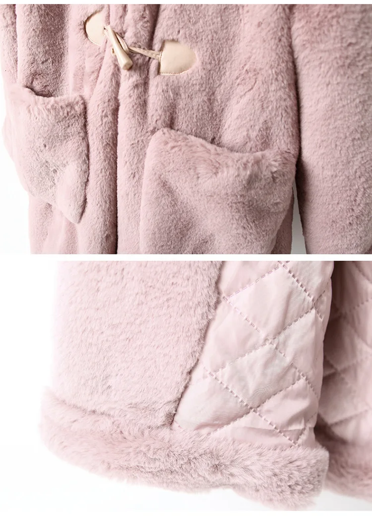 30 degrees Children Baby girl clothing Winter Thicken Parka Kids Faux Fur Hooded Coat Plus velvet Jackets clothes snowsuit