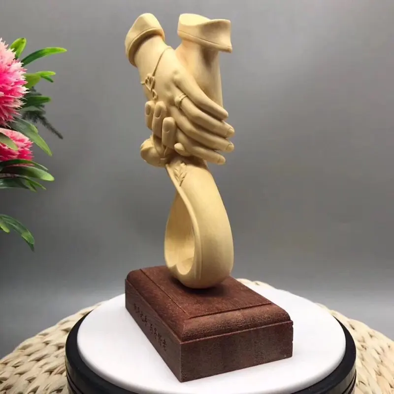 Свадебная статуя из массива дерева для пар украшение дома ручной работы в