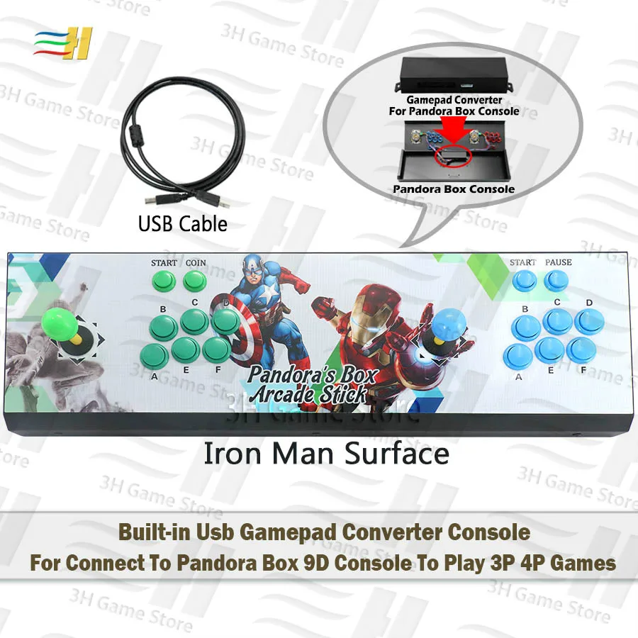 Встроенный Pandora Box 9D Usb конвертер геймпада консоль для подключения к Pandora Box 9D контроллер консоль для игры 3P 4P аркадная игра - Цвет: iron man