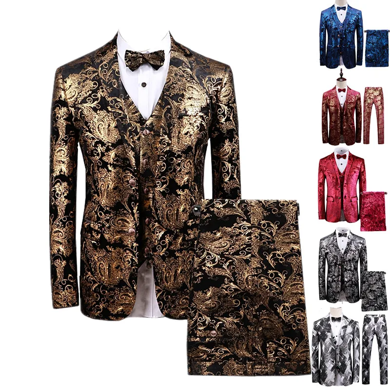 Золотые мужские костюмы 2021 роскошные бархатные барочные королевские Мужские