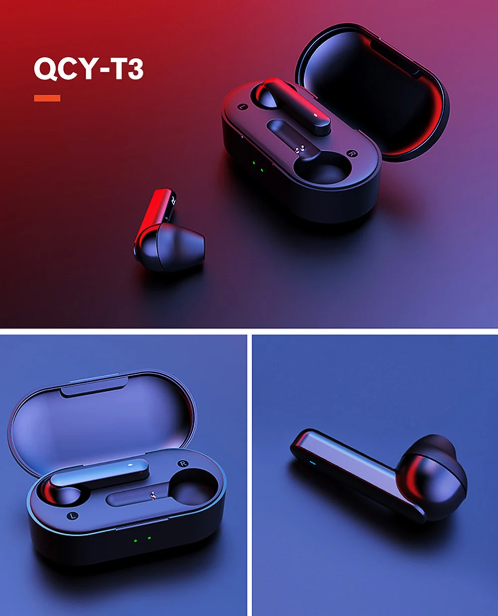 Xiaomi T3 TWS отпечатков пальцев сенсорные беспроводные наушники Bluetooth V5.0 3D стерео наушники с двойным микрофоном и шумоподавлением